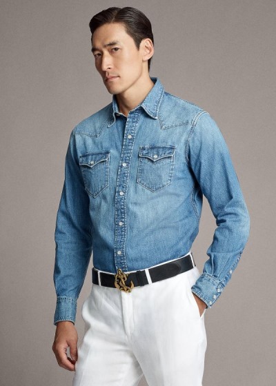 Ralph Lauren Denim Western Skjorter Herre Danmark (LWYDK1368)